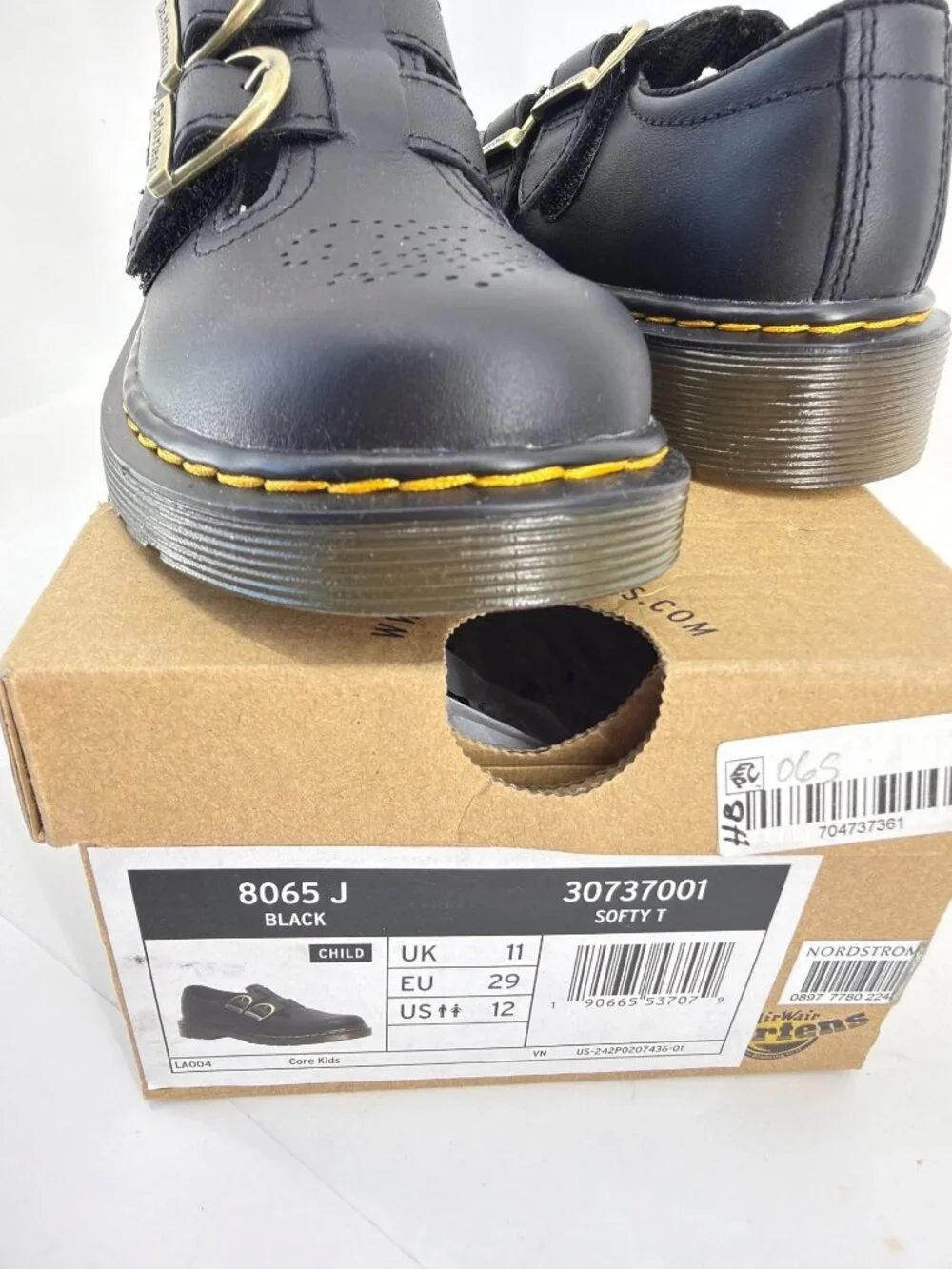 Dr Martens 8065 Black Leather Mary Jane Formal Girl Shoes Kids Size 12